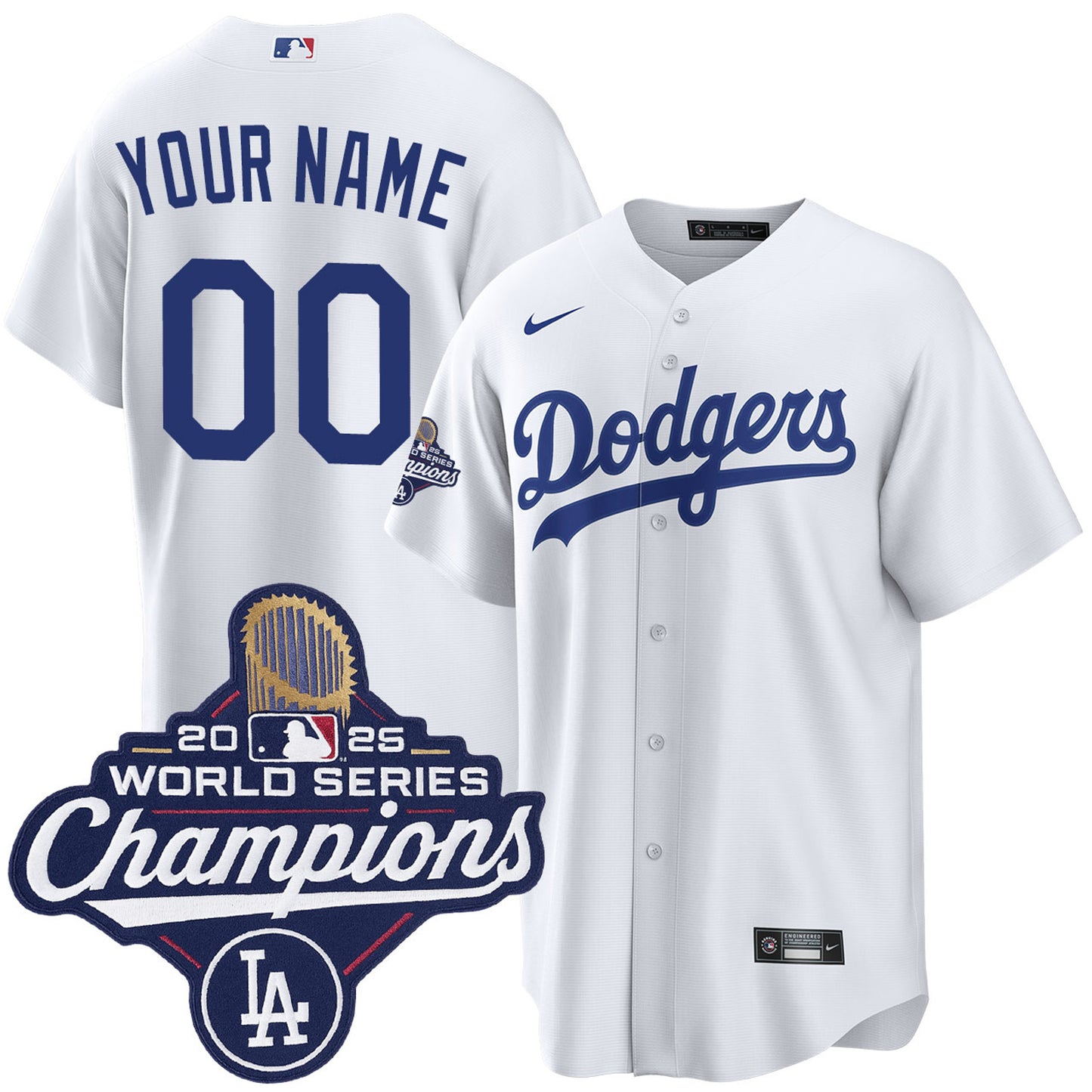 Los Angeles Dodgers Personalized Home 2025 World Series Champions Jersey Men's