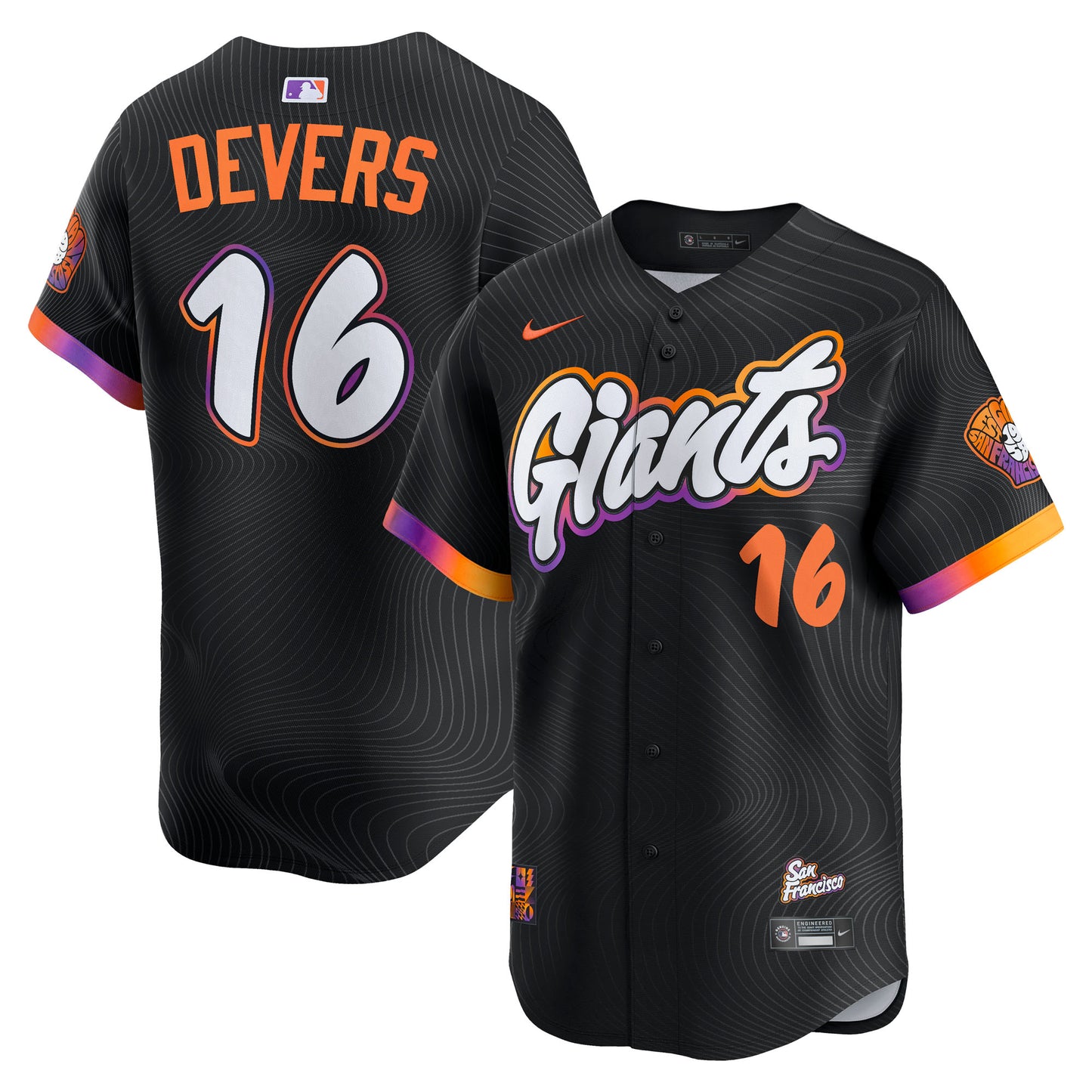Men's San Francisco Giants Rafael Devers Black 2025 City Connect Player Jersey