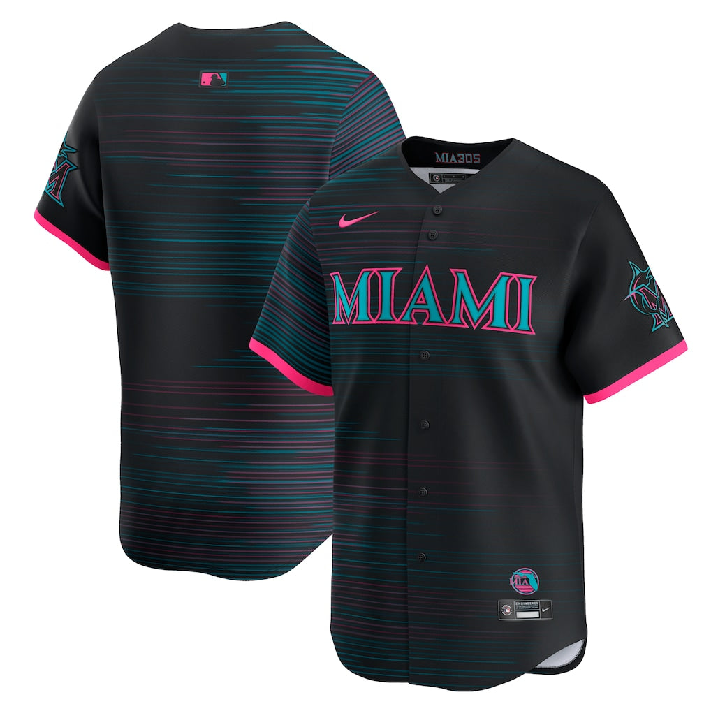Men's Miami Marlins Black 2025 City Connect Jersey