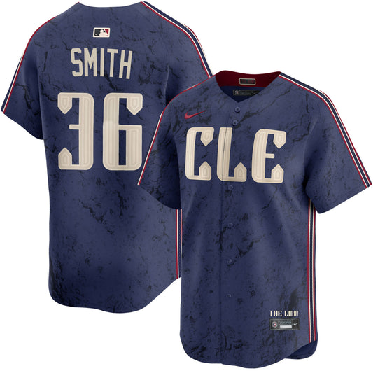 Men's Cleveland Guardians Cade Smith Navy City Connect Player Jersey