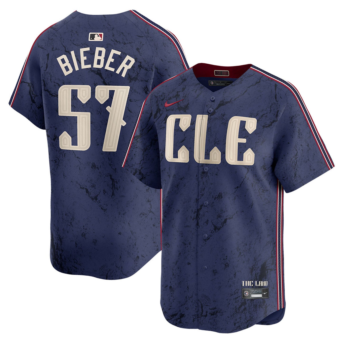 Men's Cleveland Guardians Shane Bieber Navy City Connect Player Jersey