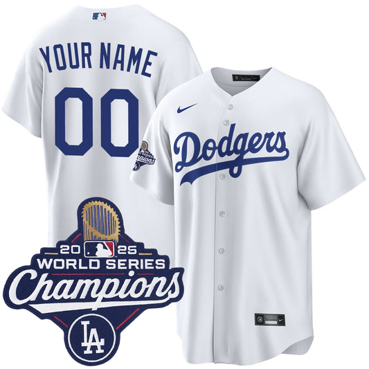 Los Angeles Dodgers Personalized Home 2025 World Series Champions Jersey Men's