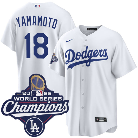 Yoshinobu Yamamoto Los Angeles Dodgers Home 2025 World Series Champions Jersey Men's