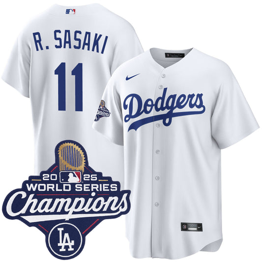 Roki Sasaki Los Angeles Dodgers Home 2025 World Series Champions Jersey Men's