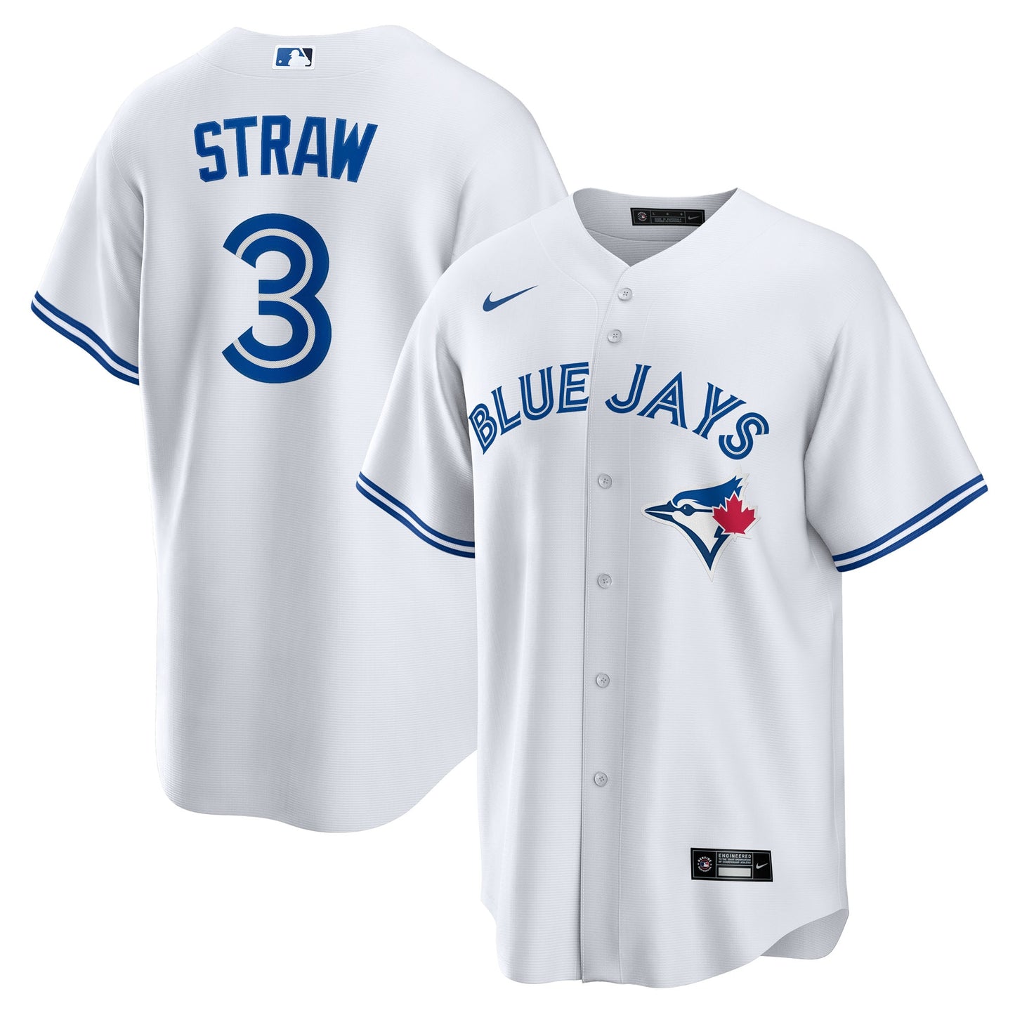 Men's Toronto Blue Jays Myles Straw White Home Jersey