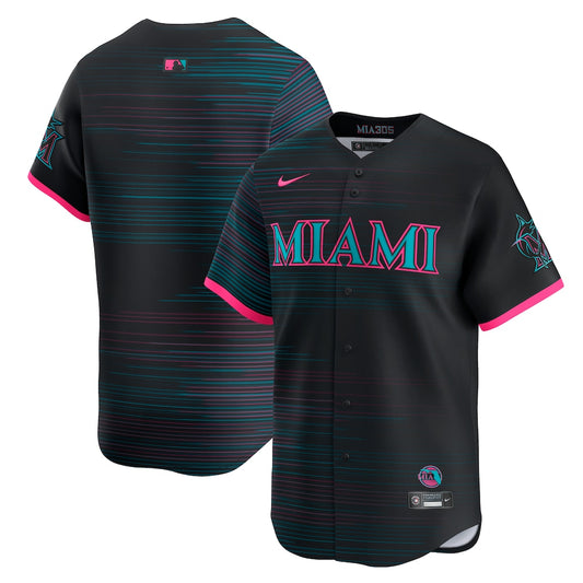 Men's Miami Marlins Black 2025 City Connect Jersey