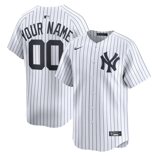 Men's New York Yankees White Home Custom Jersey